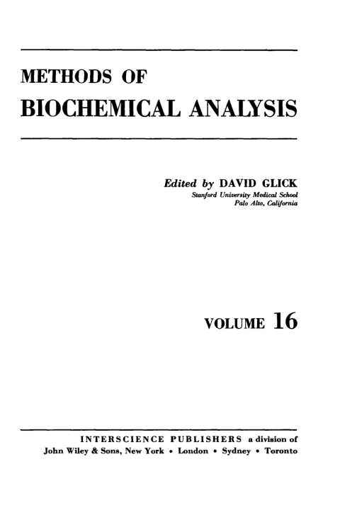 Cover image for book Methods of Biochemical Analysis
