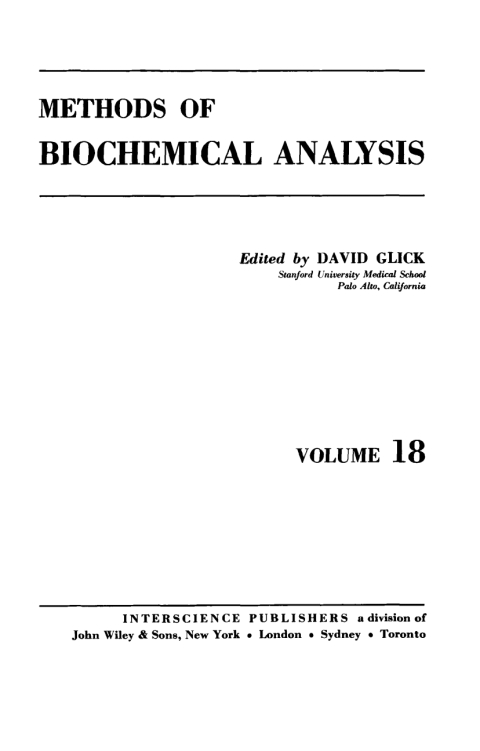 Cover image for book Methods of Biochemical Analysis