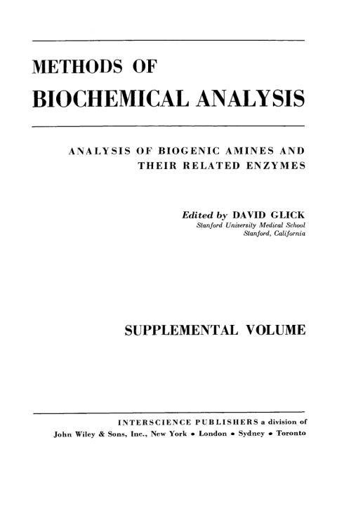 Cover image for book Analysis of Biogenic Amines and Their Related Enzymes