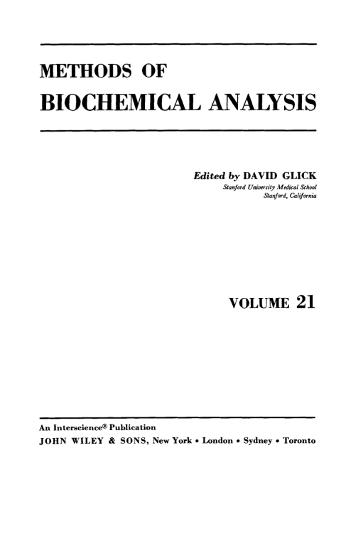 Cover image for book Methods of Biochemical Analysis