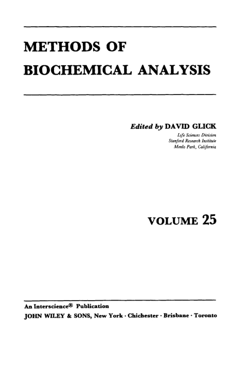 Cover image for book Methods of Biochemical Analysis
