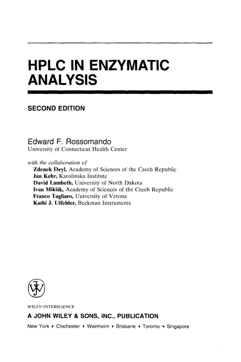 Cover image for book HPLC in Enzymatic Analysis