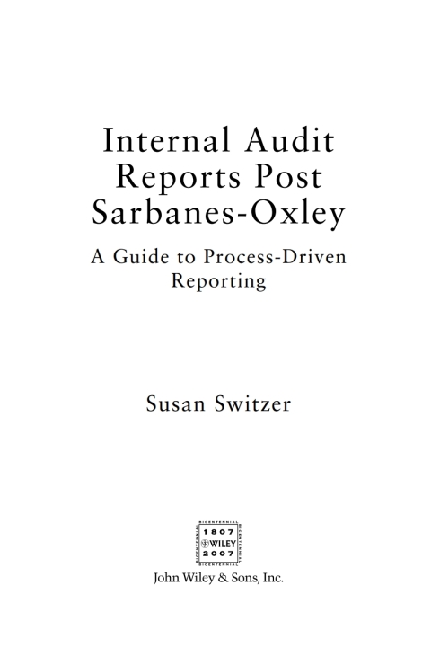 Cover image for book Internal Audit Reports Post Sarbanes-Oxley