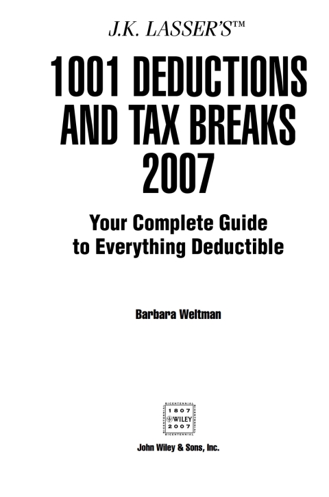 Cover image for book J.K. Lasser's&nbsp;1001 Deductions and Tax Breaks 2007