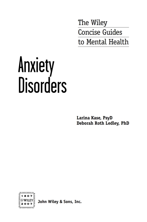 Cover image for book Wiley Concise Guides to Mental Health: Anxiety Disorders