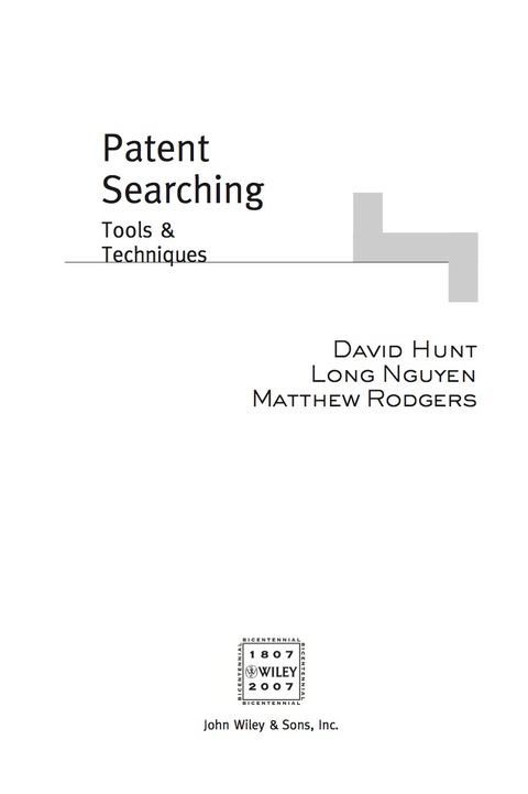 Cover image for book Patent Searching: Tools & Techniques