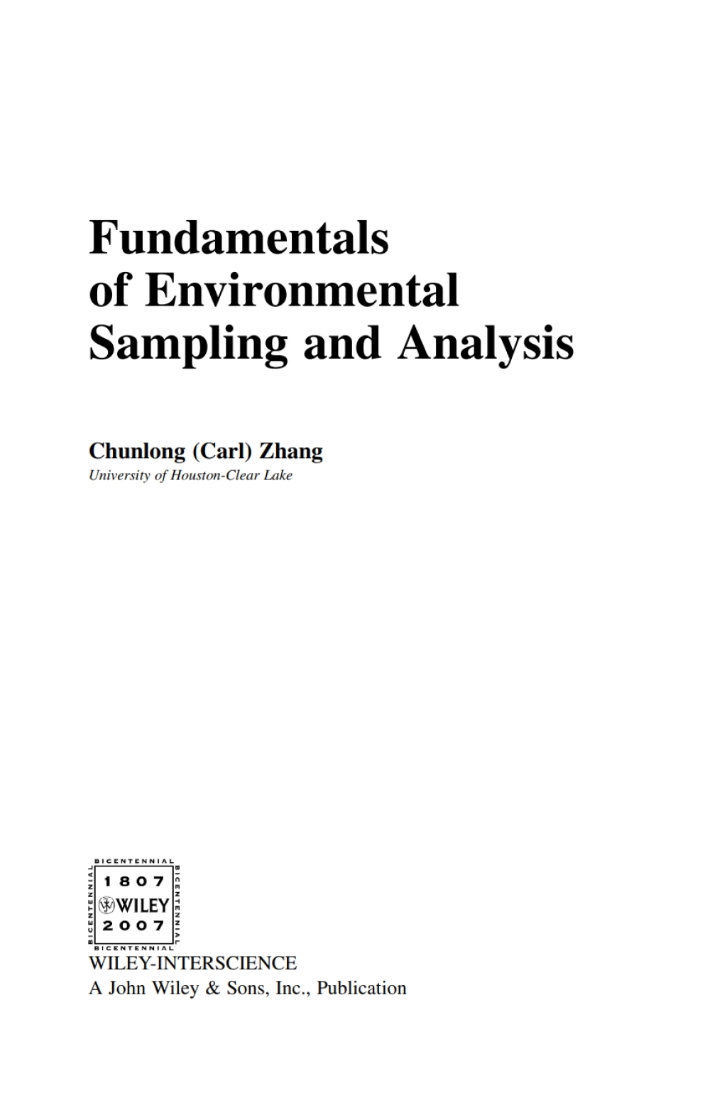 Page Fidelity Fundamentals of Environmental Sampling and Analysis; $173.75