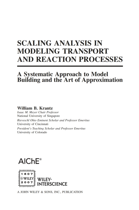 Cover image for book Scaling Analysis in Modeling Transport and Reaction Processes