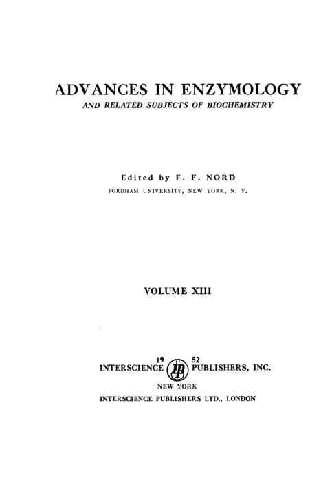 Cover image for book Advances in Enzymology and Related Areas of Molecular Biology