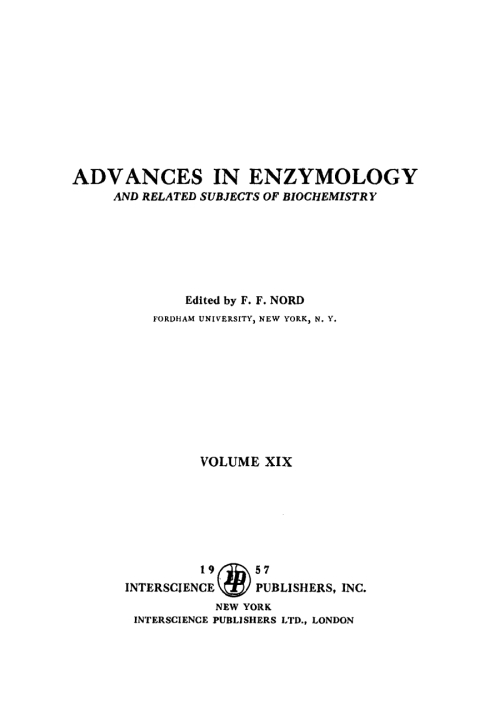 Cover image for book Advances in Enzymology and Related Areas of Molecular Biology