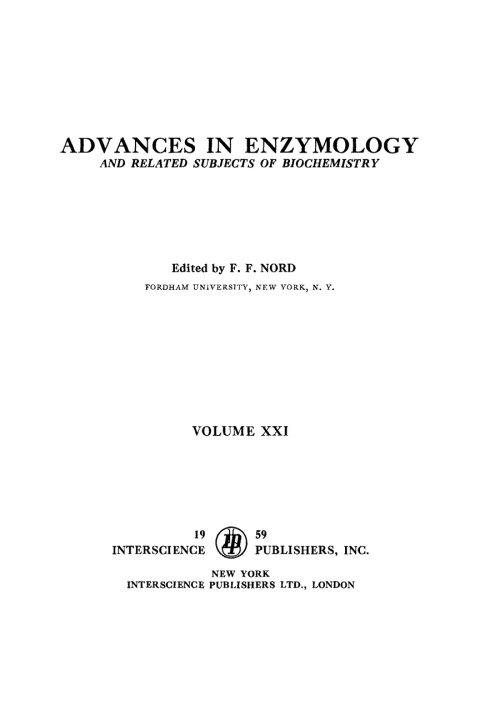 Cover image for book Advances in Enzymology and Related Areas of Molecular Biology