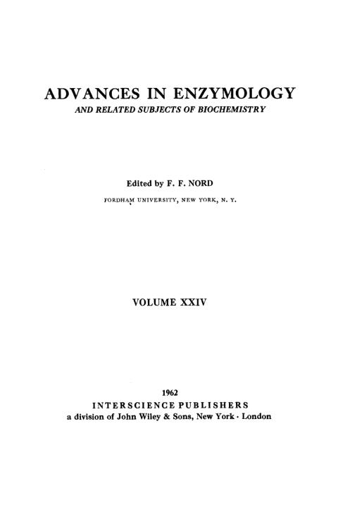 Cover image for book Advances in Enzymology and Related Areas of Molecular Biology