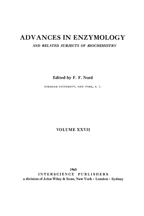Cover image for book Advances in Enzymology and Related Areas of Molecular Biology
