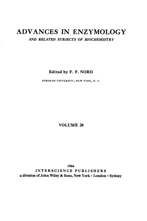 Cover image for book Advances in Enzymology and Related Areas of Molecular Biology