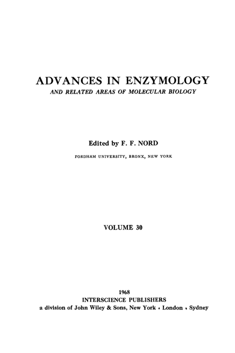 Cover image for book Advances in Enzymology and Related Areas of Molecular Biology