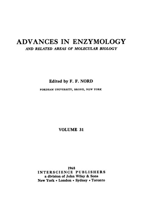 Cover image for book Advances in Enzymology and Related Areas of Molecular Biology