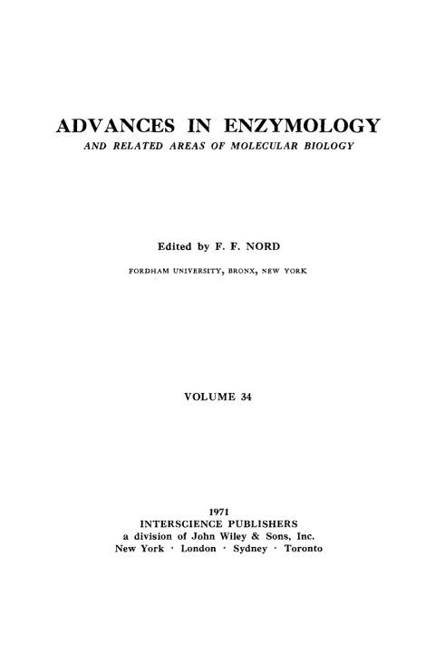 Cover image for book Advances in Enzymology and Related Areas of Molecular Biology