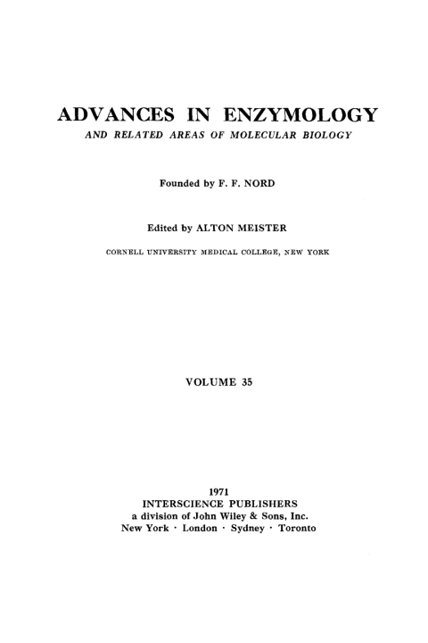 Cover image for book Advances in Enzymology and Related Areas of Molecular Biology