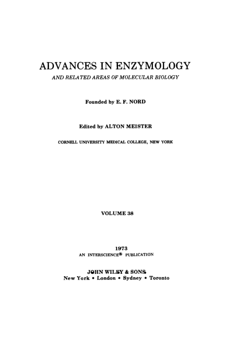 Cover image for book Advances in Enzymology and Related Areas of Molecular Biology