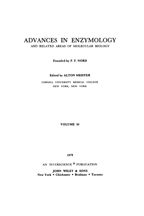 Cover image for book Advances in Enzymology and Related Areas of Molecular Biology