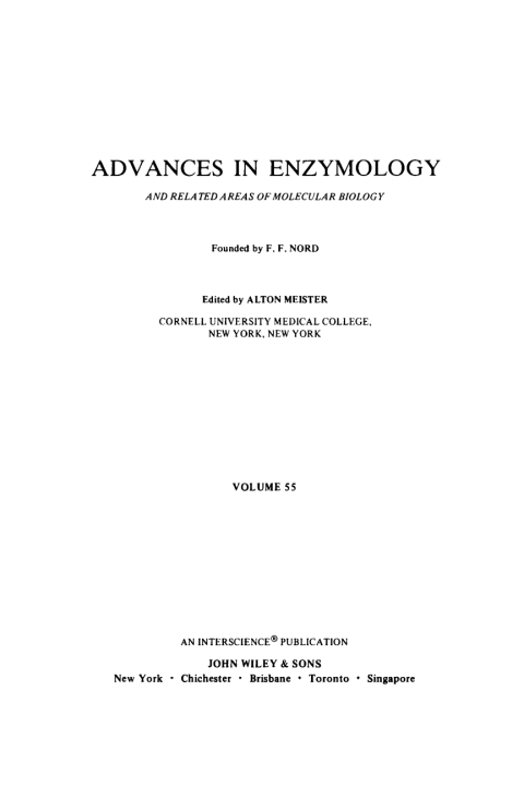 Cover image for book Advances in Enzymology and Related Areas of Molecular Biology