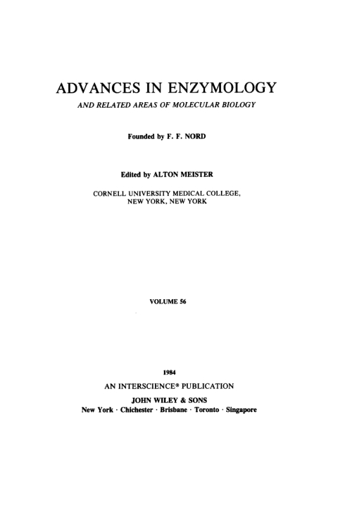 Cover image for book Advances in Enzymology and Related Areas of Molecular Biology