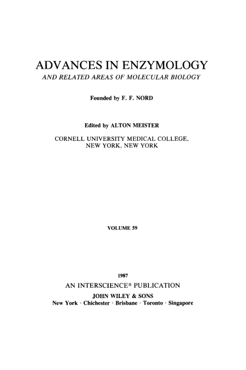 Cover image for book Advances in Enzymology and Related Areas of Molecular Biology