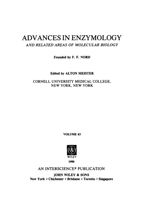 Cover image for book Advances in Enzymology and Related Areas of Molecular Biology