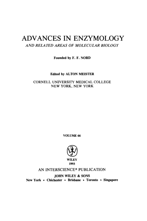 Cover image for book Advances in Enzymology and Related Areas of Molecular Biology