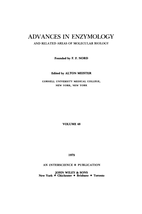Cover image for book Advances in Enzymology and Related Areas of Molecular Biology