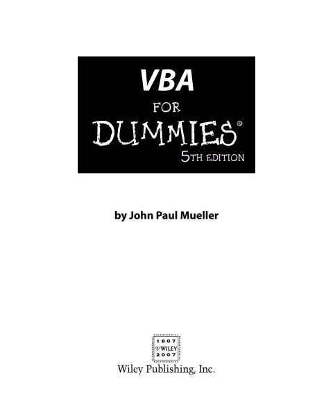 Cover image for book VBA For Dummies