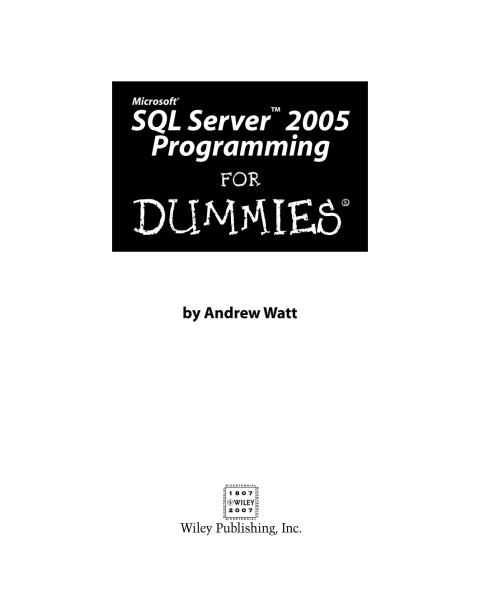 Cover image for book Microsoft SQL Server 2005 Programming For Dummies