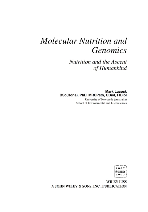 Cover image for book Molecular Nutrition and Genomics