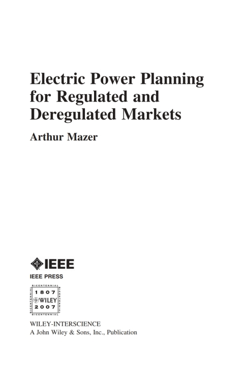 Cover image for book Electric Power Planning for Regulated and Deregulated Markets