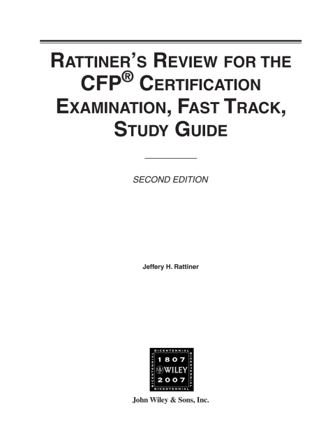 Cover image for book Rattiner's Review for the CFP Certification Examination, Fast Track, Study Guide