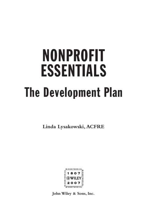 Nonprofit Essentials: The Development Plan 