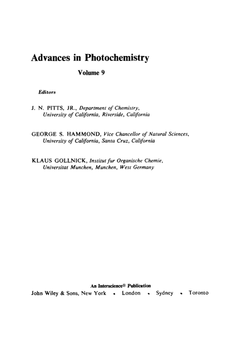 Cover image for book Advances in Photochemistry