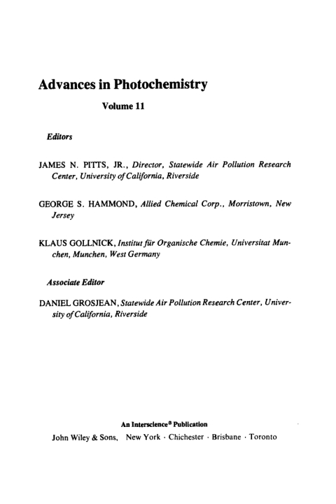 Cover image for book Advances in Photochemistry