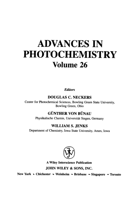 Cover image for book Advances in Photochemistry