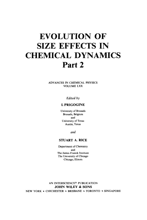 Cover image for book Evolution of Size Effects in Chemical Dynamics, Part 2