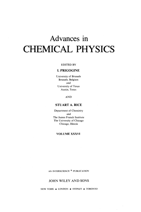 Cover image for book Advances in Chemical Physics