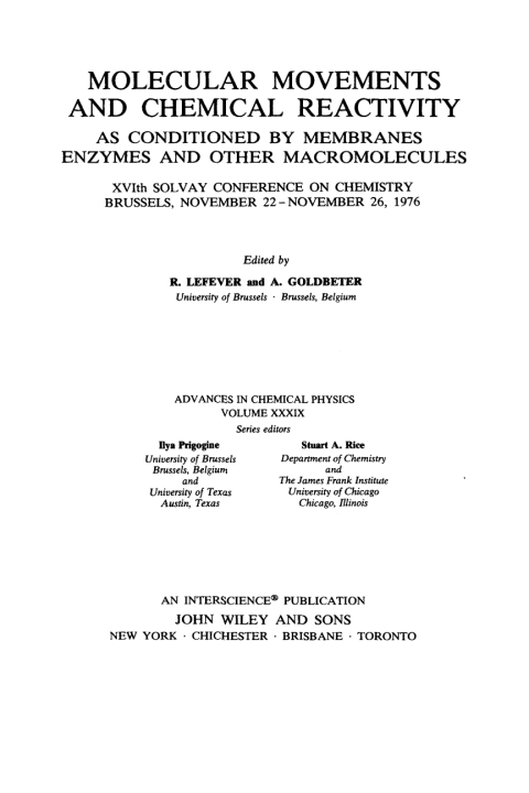 Cover image for book Molecular Movements and Chemical Reactivity as Conditioned by Membranes, Enzymes and Other Macromolecules