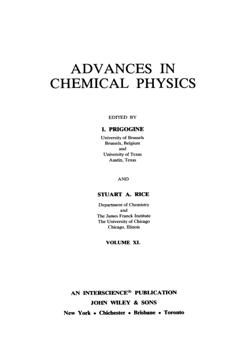 Cover image for book Advances in Chemical Physics