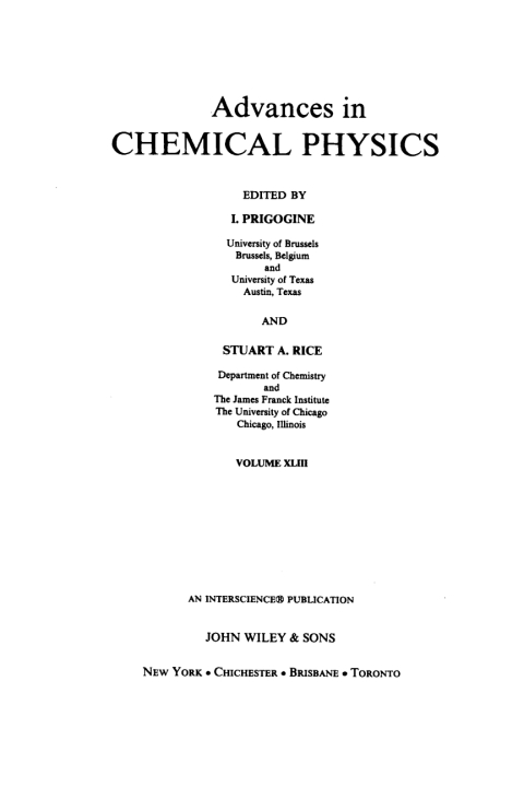Cover image for book Advances in Chemical Physics