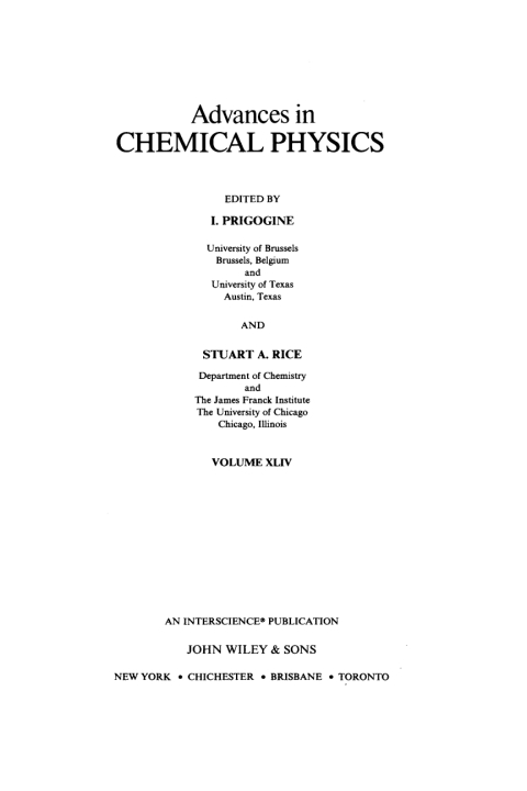 Cover image for book Advances in Chemical Physics