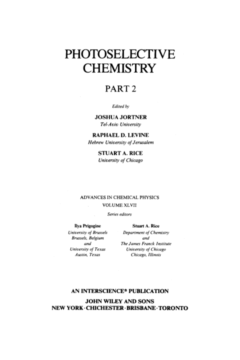 Cover image for book Photoselective Chemistry, Part 2