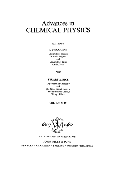 Cover image for book Advances in Chemical Physics