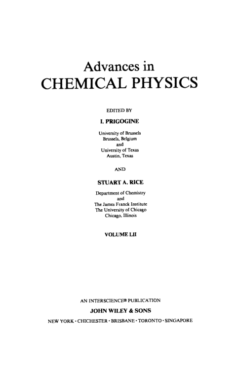 Cover image for book Advances in Chemical Physics