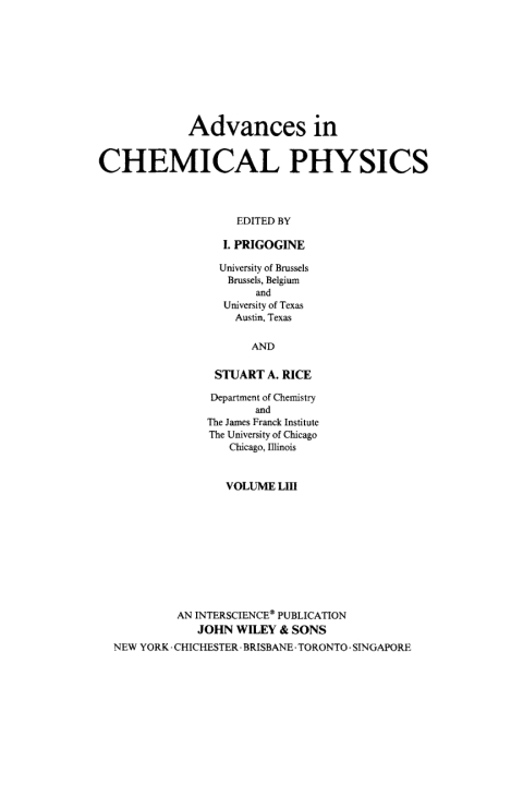 Cover image for book Advances in Chemical Physics