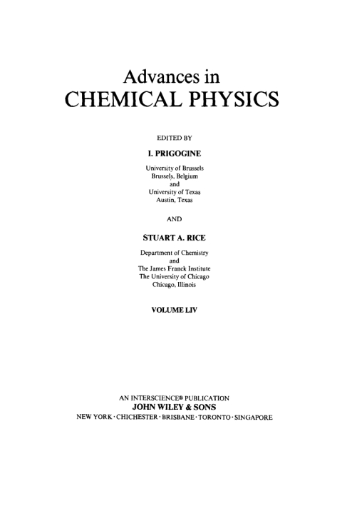 Cover image for book Advances in Chemical Physics